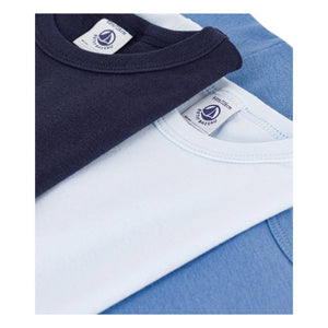 Petit Bateau - 3'lü organik pamuklu kısa kollu T-shirt seti | Mavi