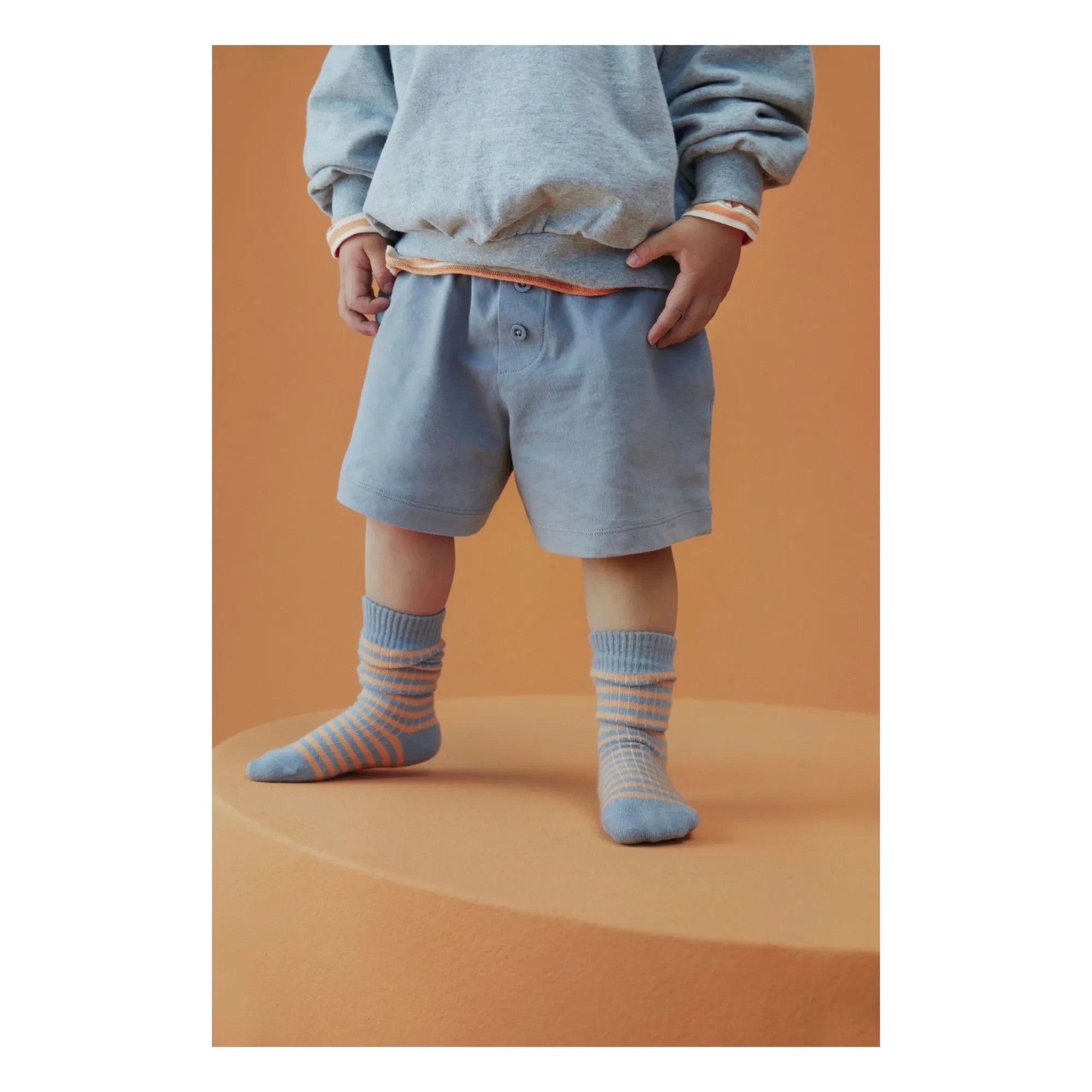 Gray Label - Gestreifte Bio-Baumwoll-Socken | Aprikose