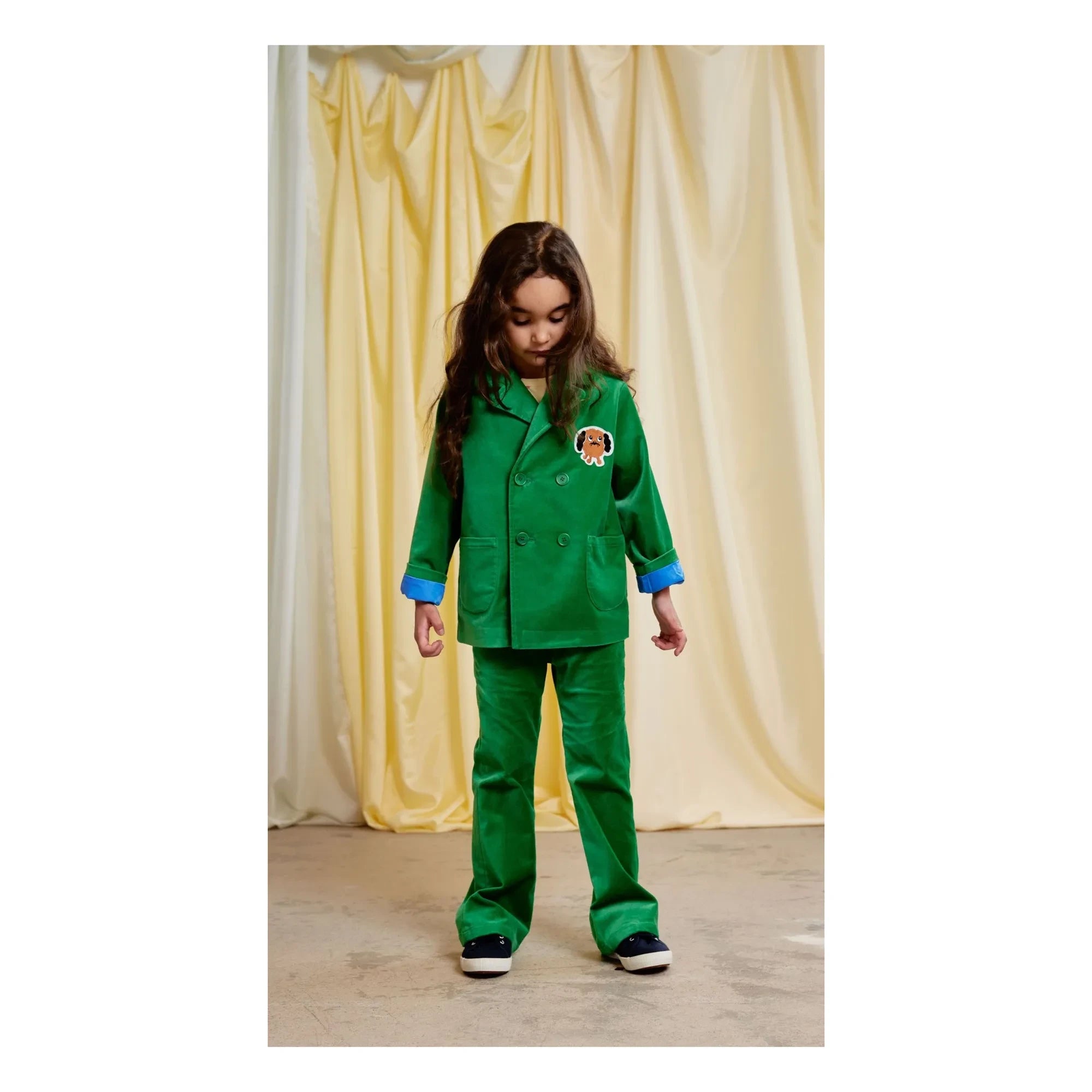 Mini Rodini - Doggie Flare Hose Samt Bio-Baumwolle | Grün