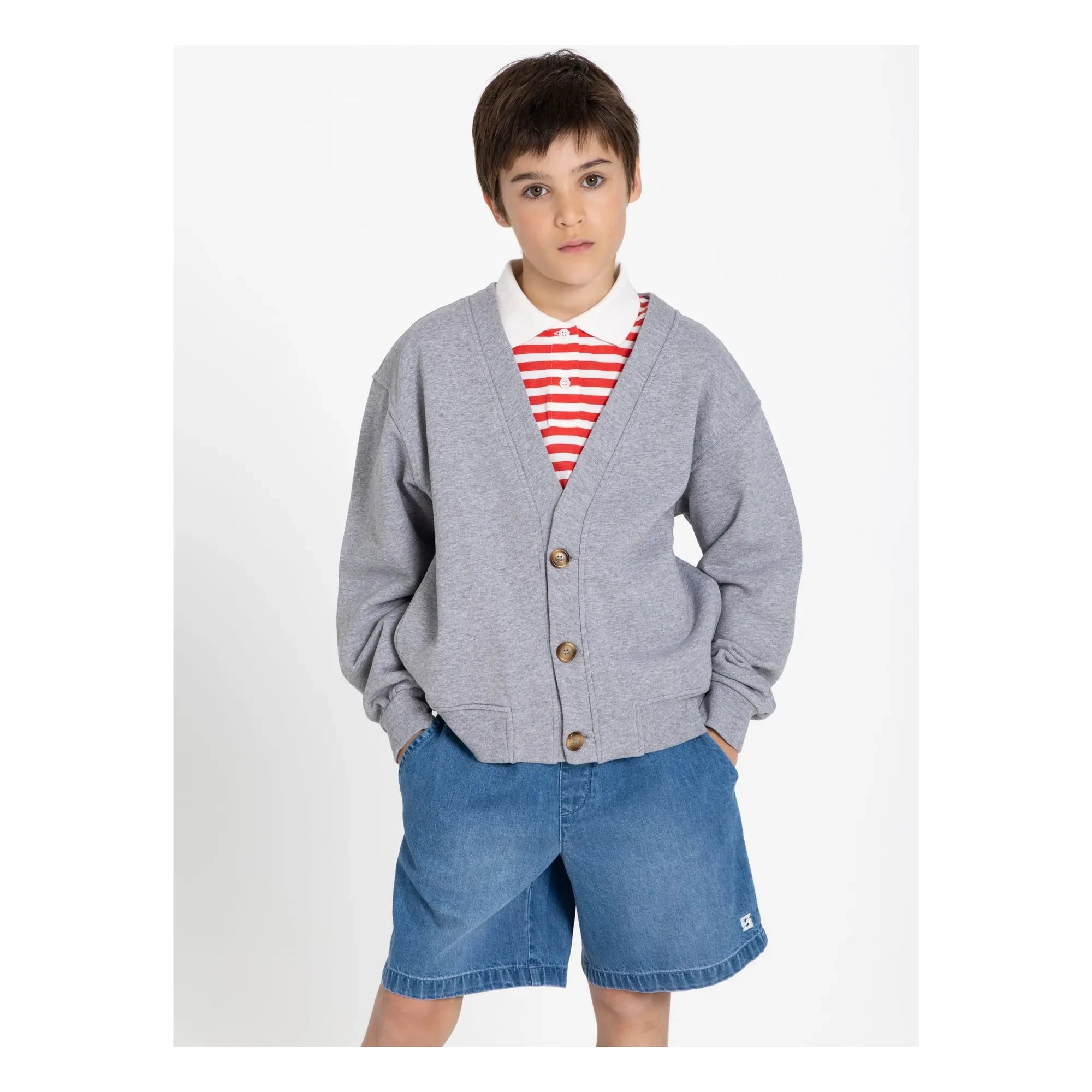 Smallable Kid - Tilo gestreiftes Bio-Baumwoll-Polohemd | Dunkelrot