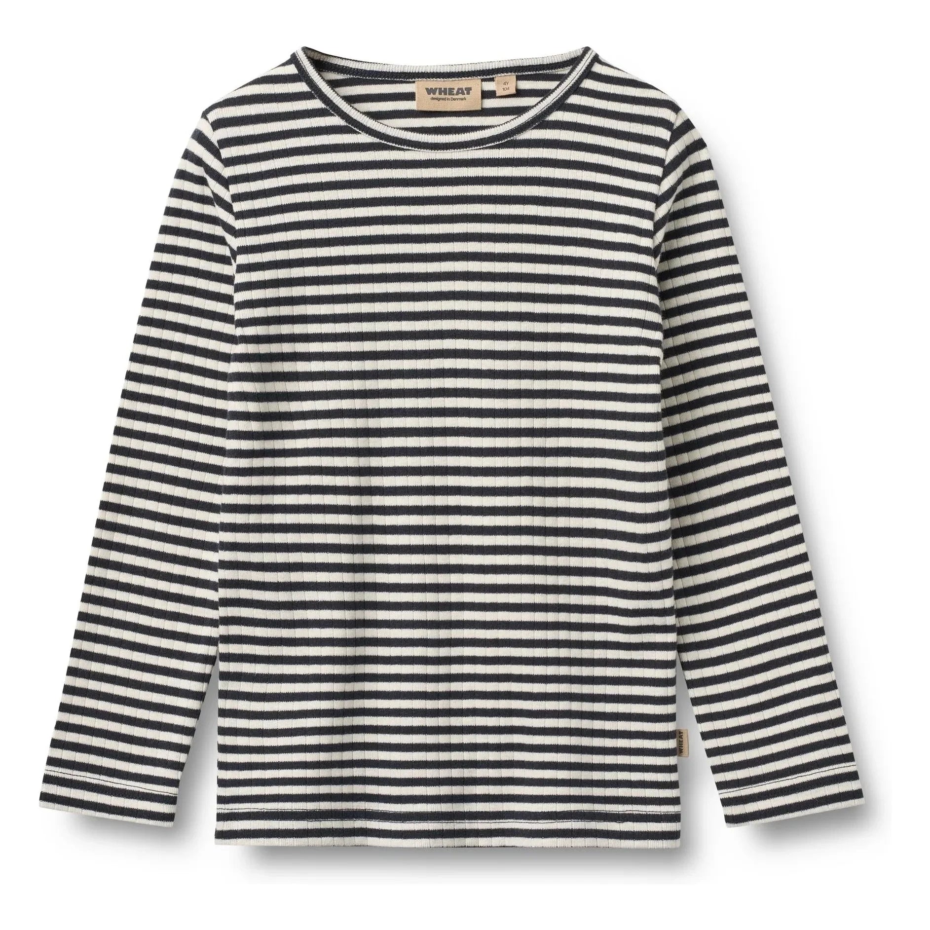 Wheat - Stig Geripptes T-Shirt aus Bio-Baumwolle | Marineblau