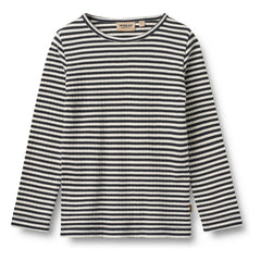 Wheat - Stig Geripptes T-Shirt aus Bio-Baumwolle | Marineblau
