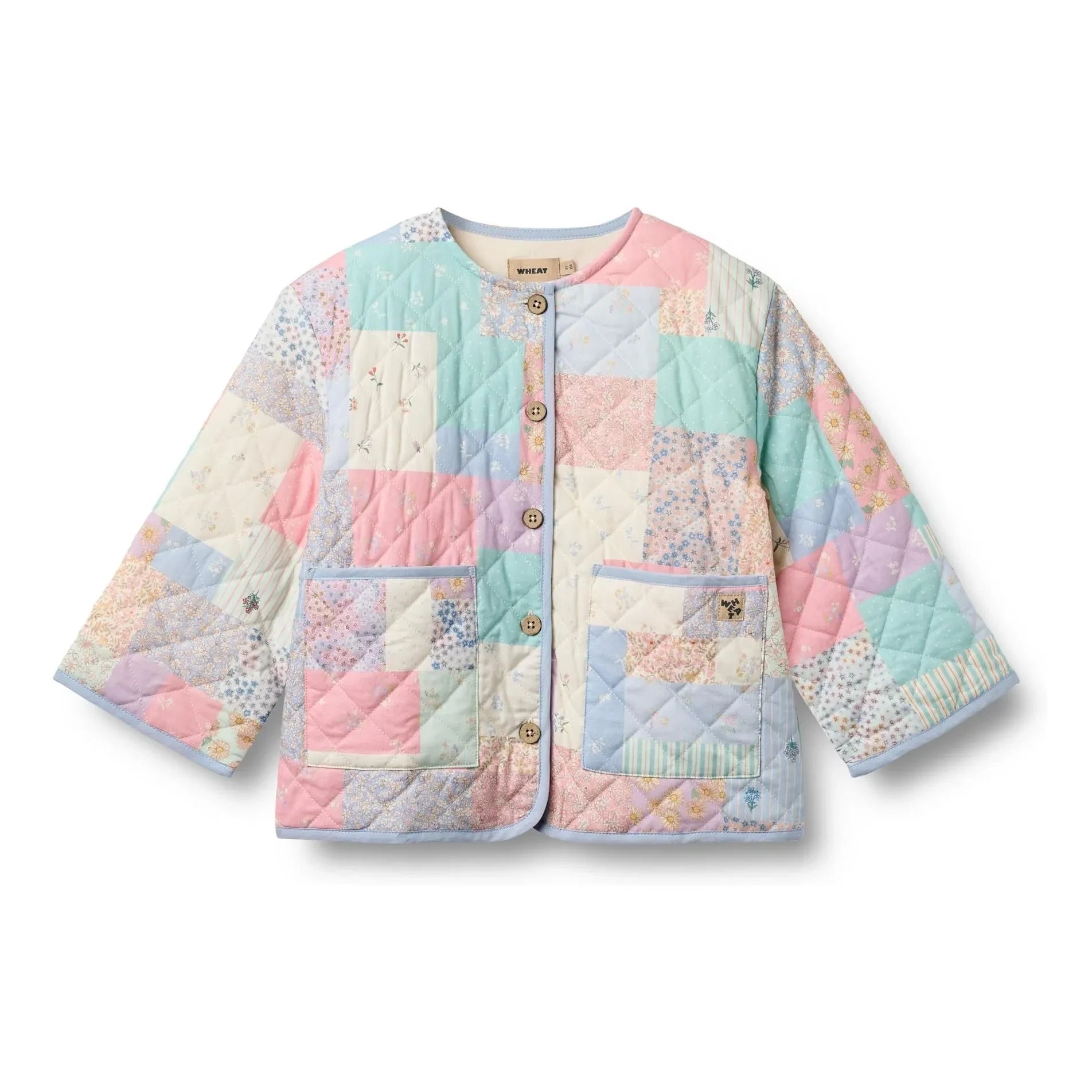 Wheat - Inaja Patchwork-Steppjacke aus Bio-Baumwolle | Hellblau