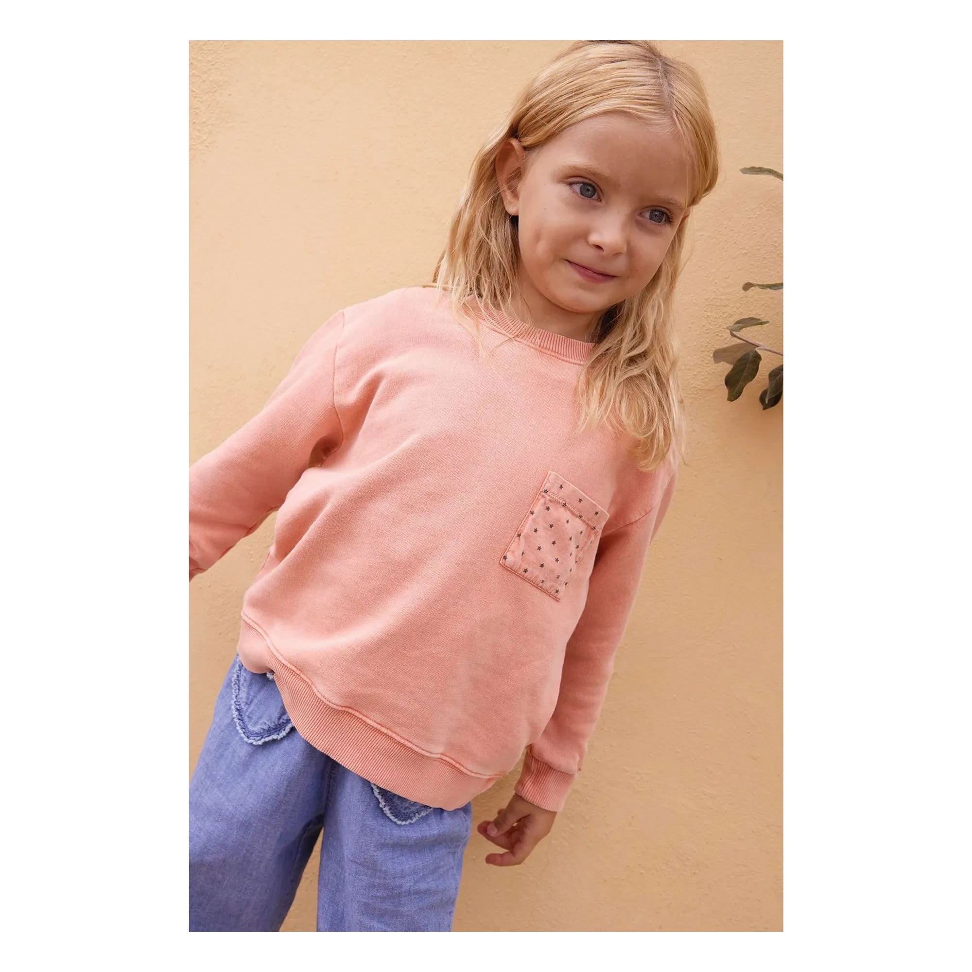 Bonton - Narzissen-Sweatshirt mit Sternentasche | Rosa