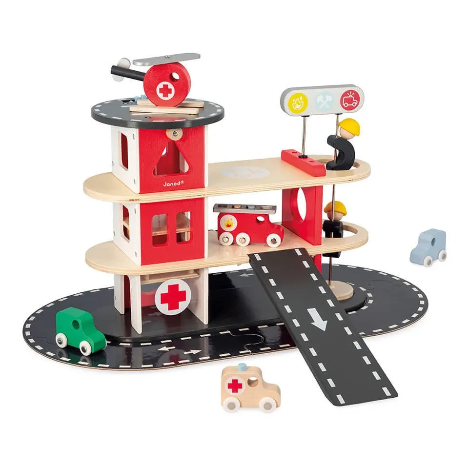 Janod - Spielzeug-Feuerwehrwache