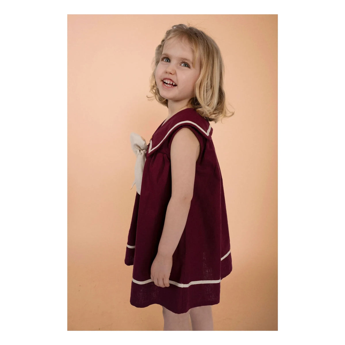 Loir - Gabriella Kleid mit Leinenschleife | Bordeaux