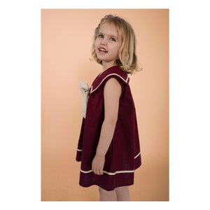 Loir - Gabriella Kleid mit Leinenschleife | Bordeaux