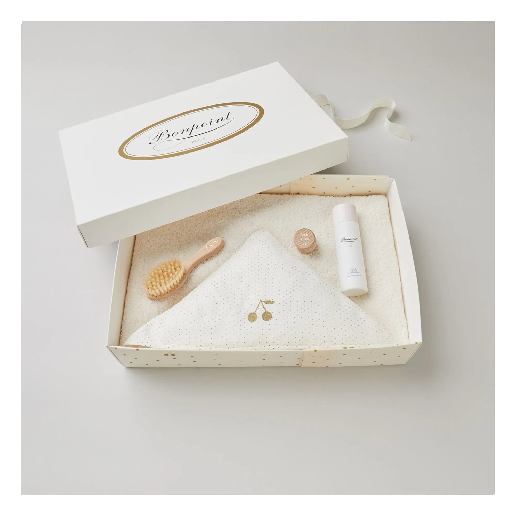 Bonpoint - Naissance Bademantel, Bürste und Öl-Set