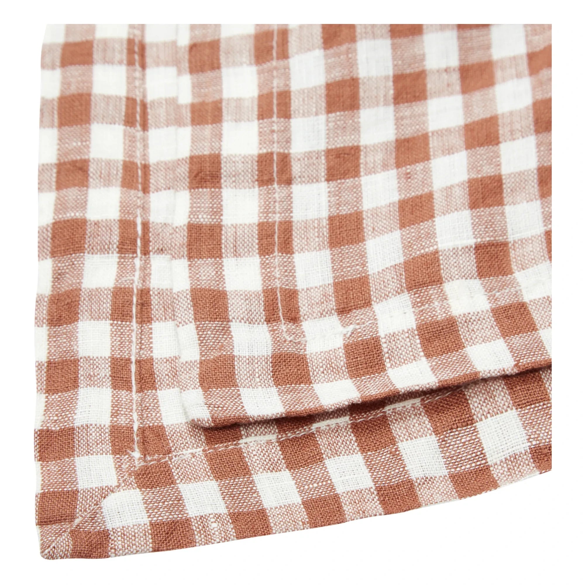 Gabrielle Paris – Gingham Tischdecke aus gewaschenem Leinen | Ziegelrot