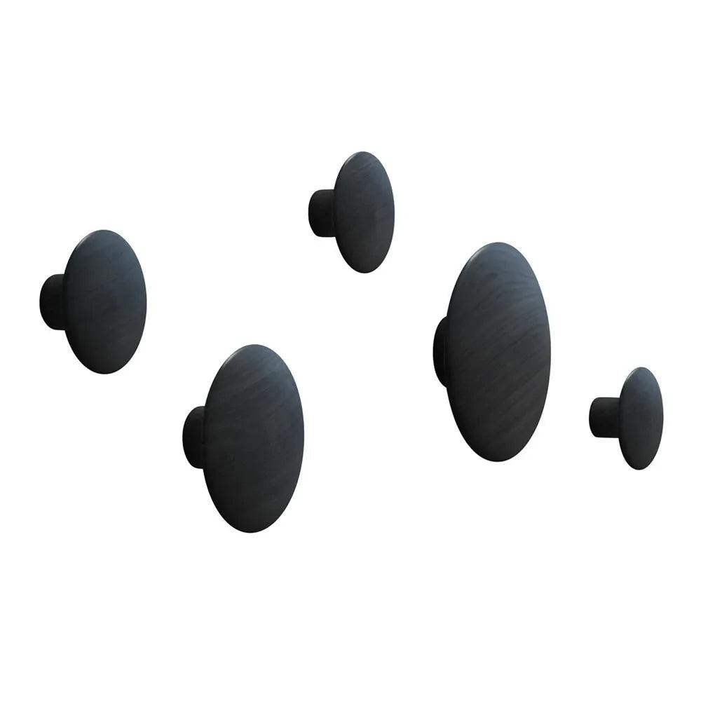 Muuto - Dots Haken Set 5er-Pack - Schwarz