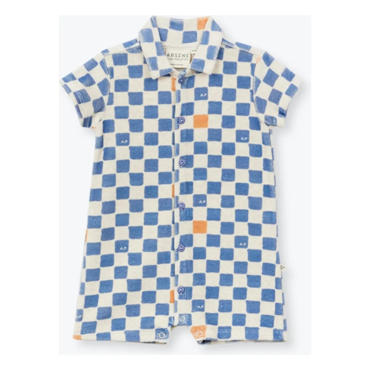 Arsène et Les Pipelettes - Damier Eponge Bio-Baumwoll-Overall | Blau