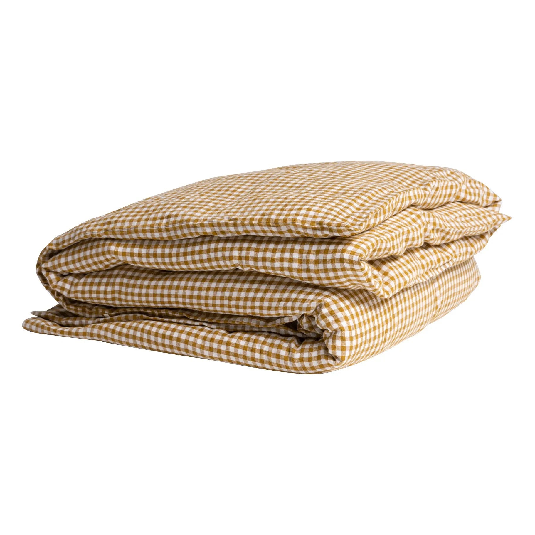Gabrielle Paris - Gingham Gewaschener Leinen-Bettbezug | Currygelb