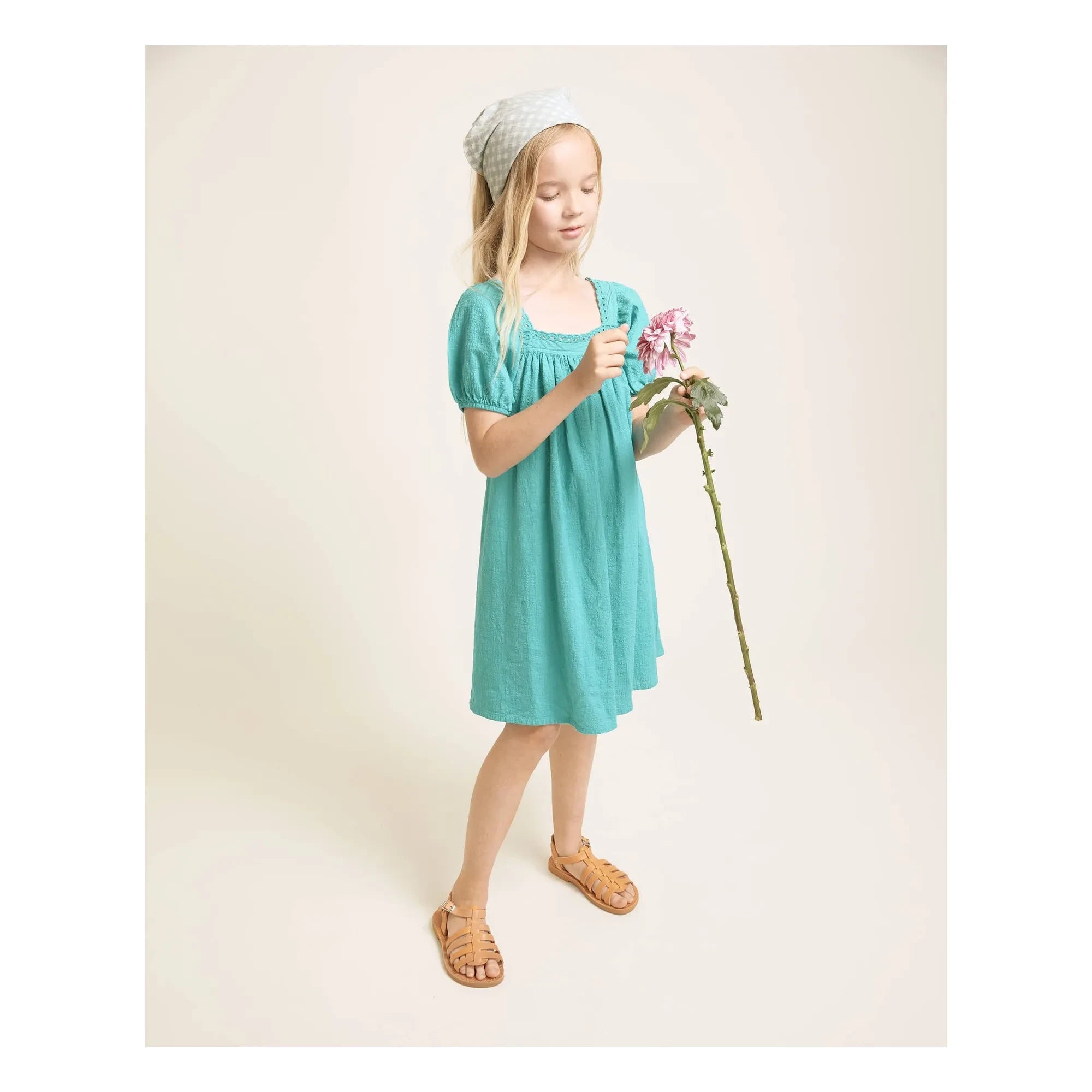 Búho – Bio-Baumwoll-Spitzenkleid | Türkis