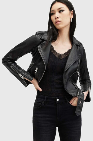 AllSaints Kadın Deri Biker Ceket BALFERN