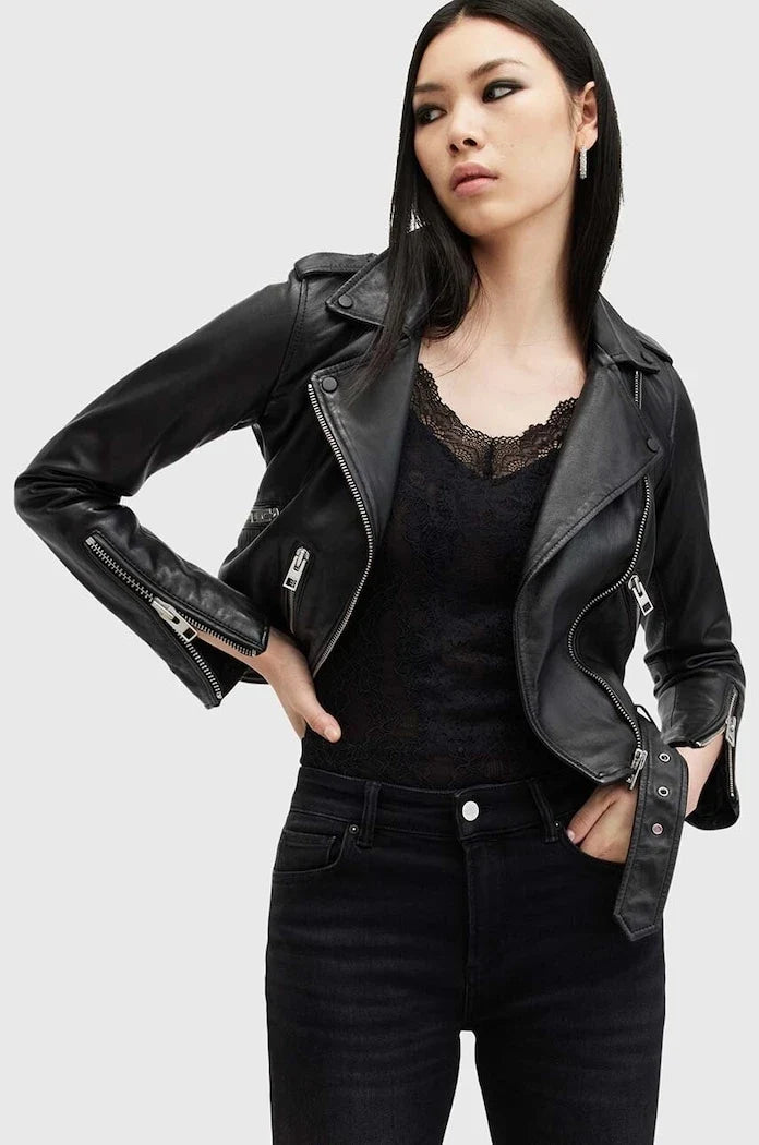AllSaints Kadın Deri Biker Ceket BALFERN