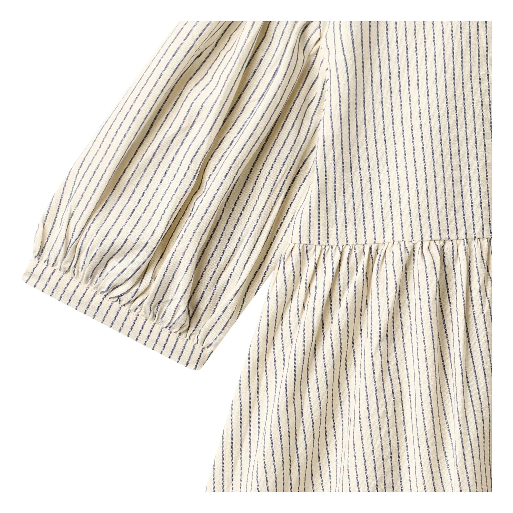Wheat - Magda Gestreiftes Kleid aus Bio-Baumwolle | Ecru