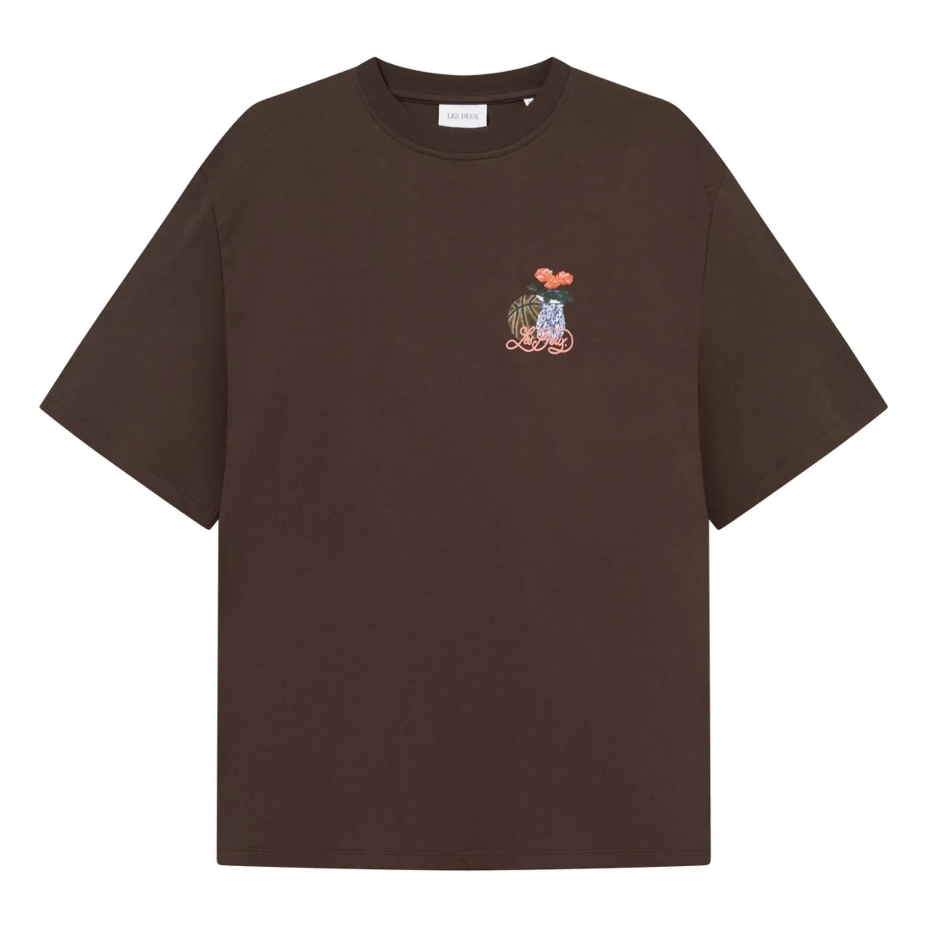 Les Deux - Cole Rundhals-T-Shirt Bio-Baumwolle | Braun