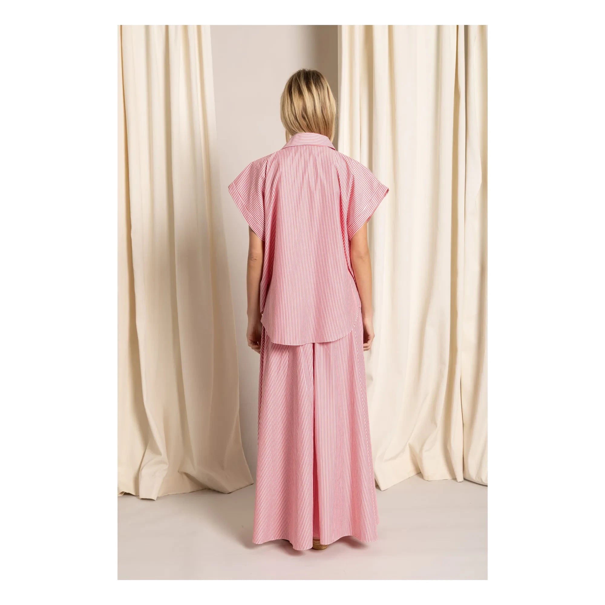 Smallable Woman - Gestreifte Bella Crop Bluse | Kirschrot