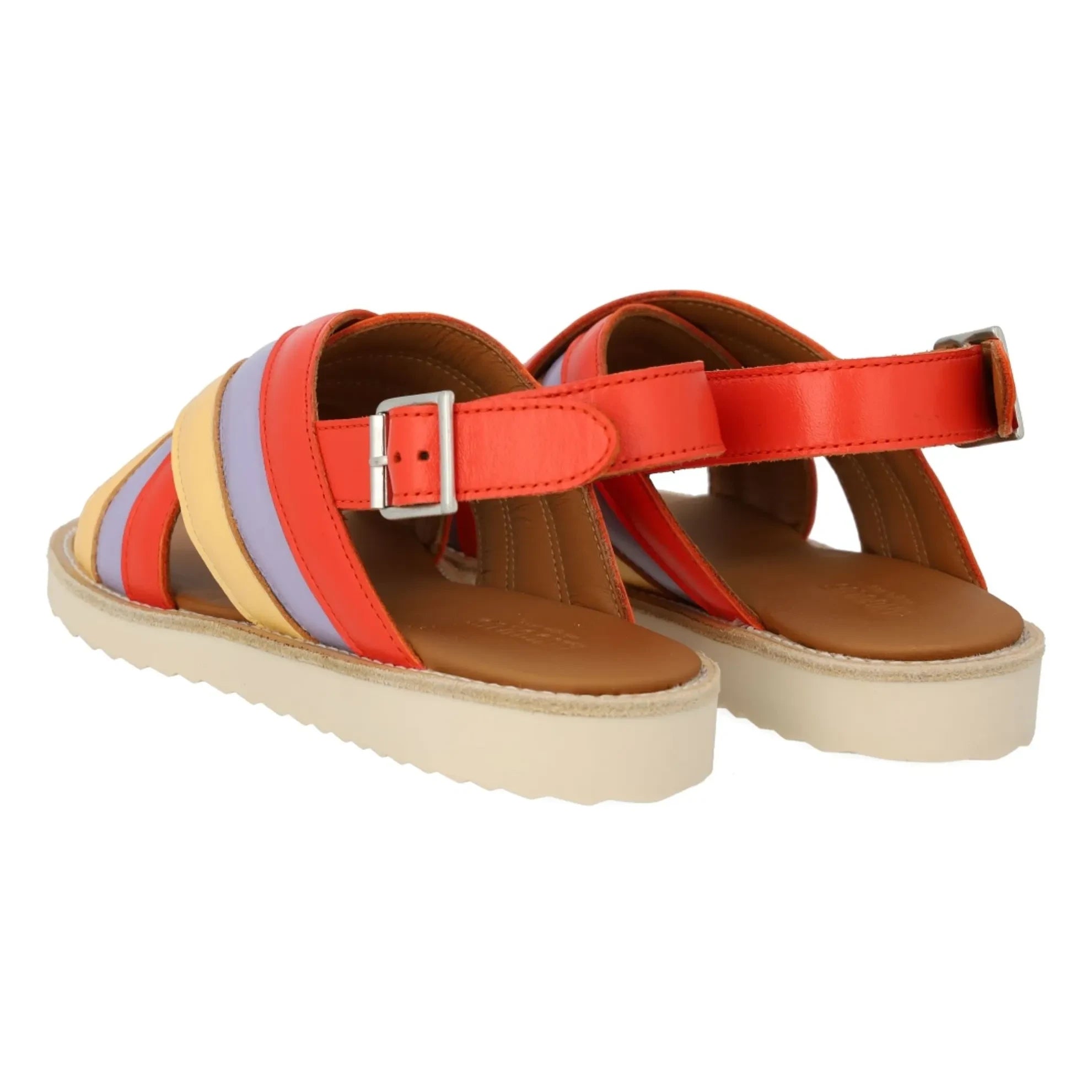 Angulus - Sandalen mit gekreuzten Riemen und Farbblock | Blassgelb