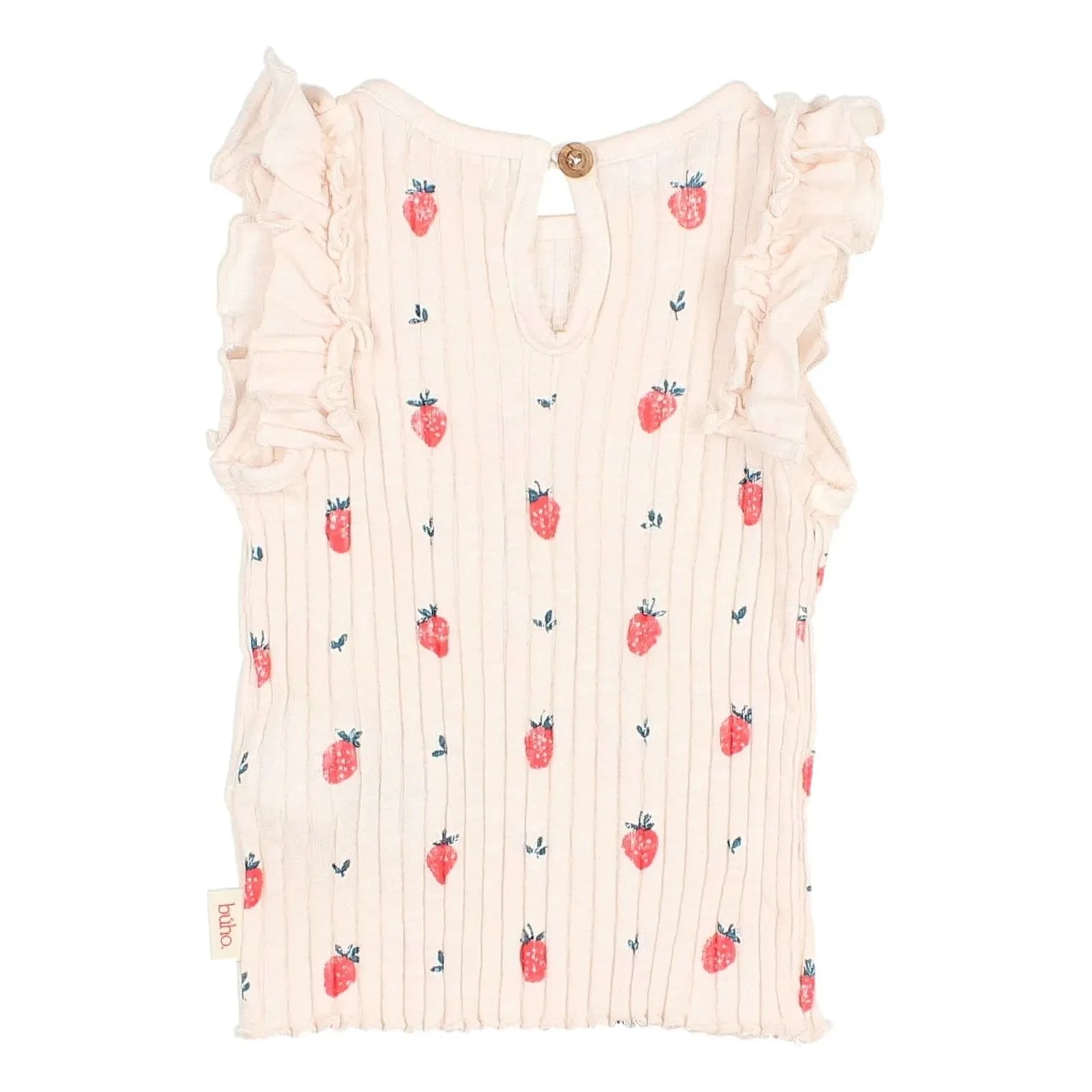 Búho - Erdbeer-Relief-Oberteil aus Bio-Baumwolle | Lychee Pink