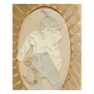 Quincy Mae – Gestreifte Bio-Baumwollhose | Seladon