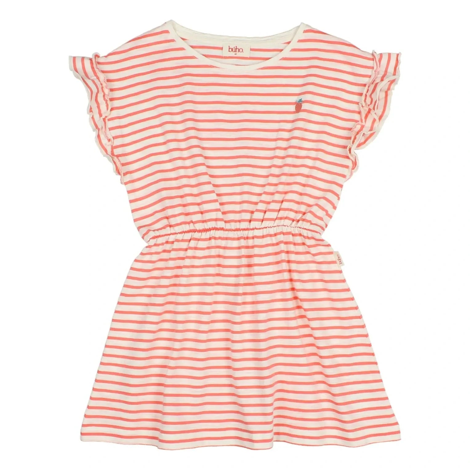 Búho - Gestreiftes Strickkleid Erdbeere Bio-Baumwolle | Rosa