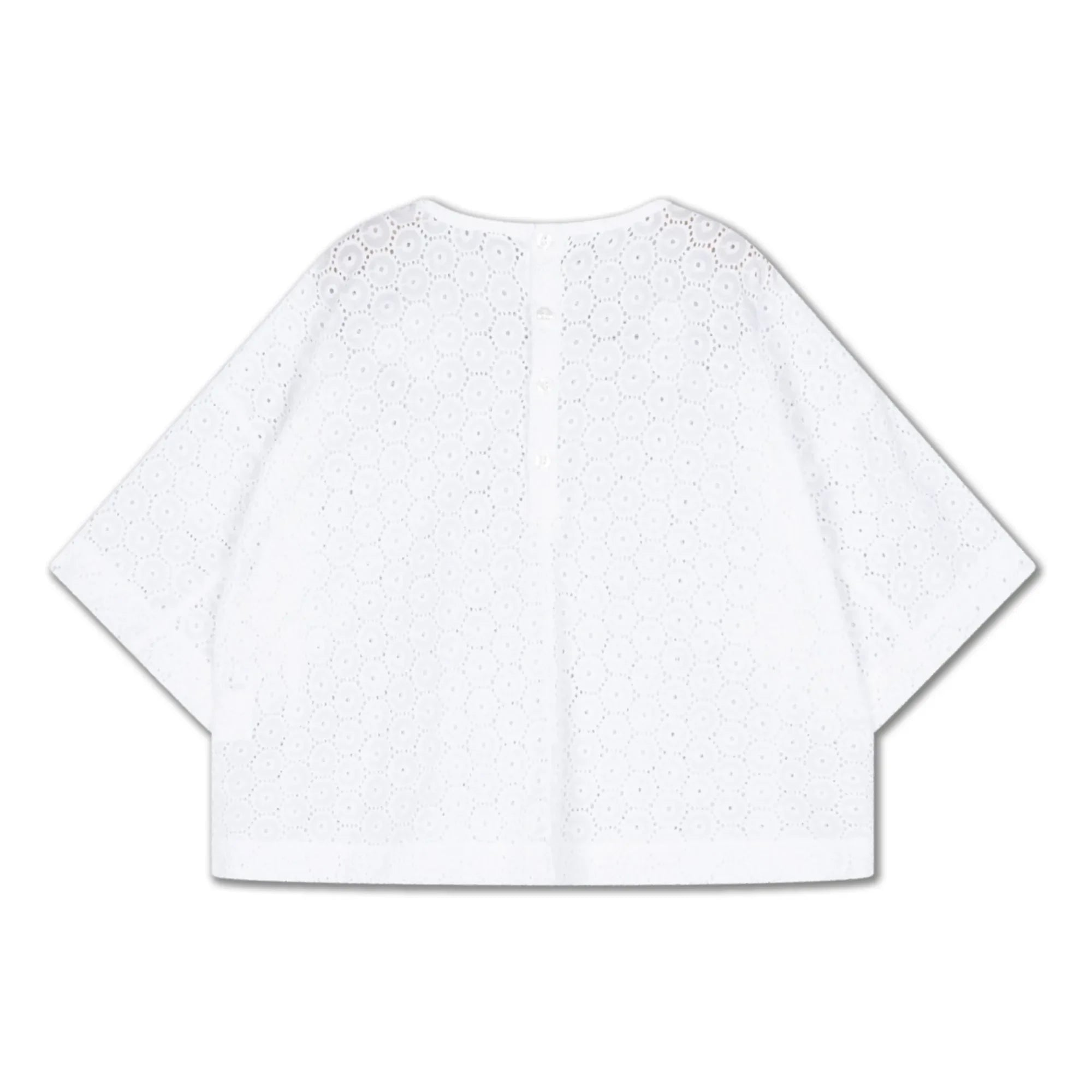 Repose AMS - Bluse mit Knöpfen hinten, bestickte Anglaise Bio-Baumwolle | Weiß