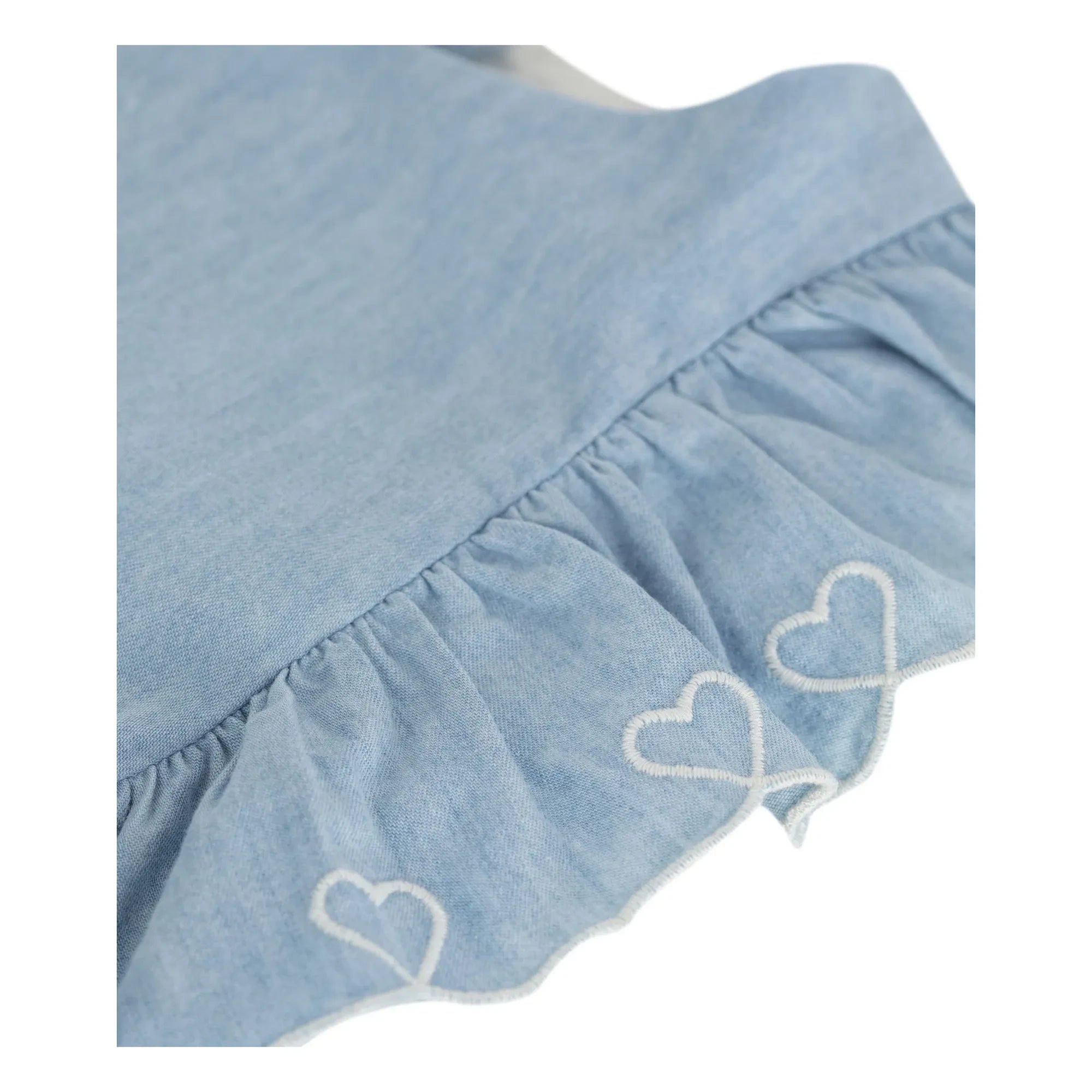 Petit Bateau - Blaues Chambray Rüschenkleid