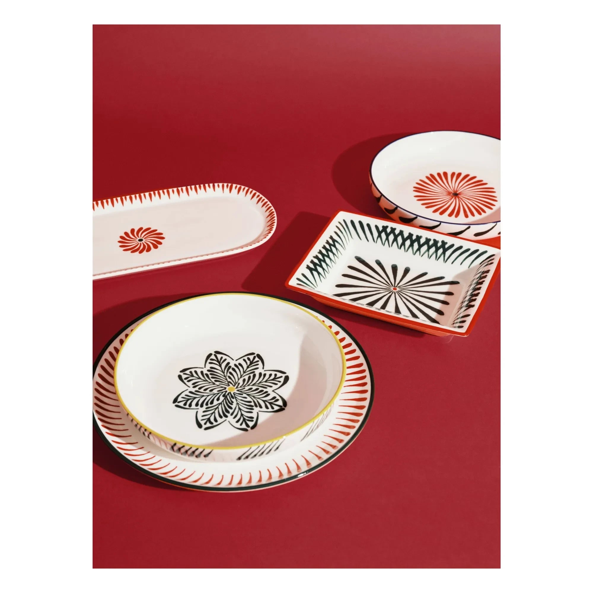 Serax - Baazar ovale Servierplatte, Waww La Table - 2er Set | Rot
