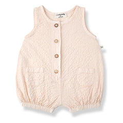 1+ in the family - Etolia Seersucker Strampler | Beige Rosa
