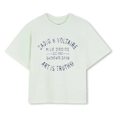 Zadig & Voltaire - T-Shirt mit verblasstem Logo „Die Kunst ist die Wahrheit“ | Blassgrün