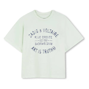 Zadig & Voltaire - T-Shirt mit verblasstem Logo „Die Kunst ist die Wahrheit“ | Blassgrün