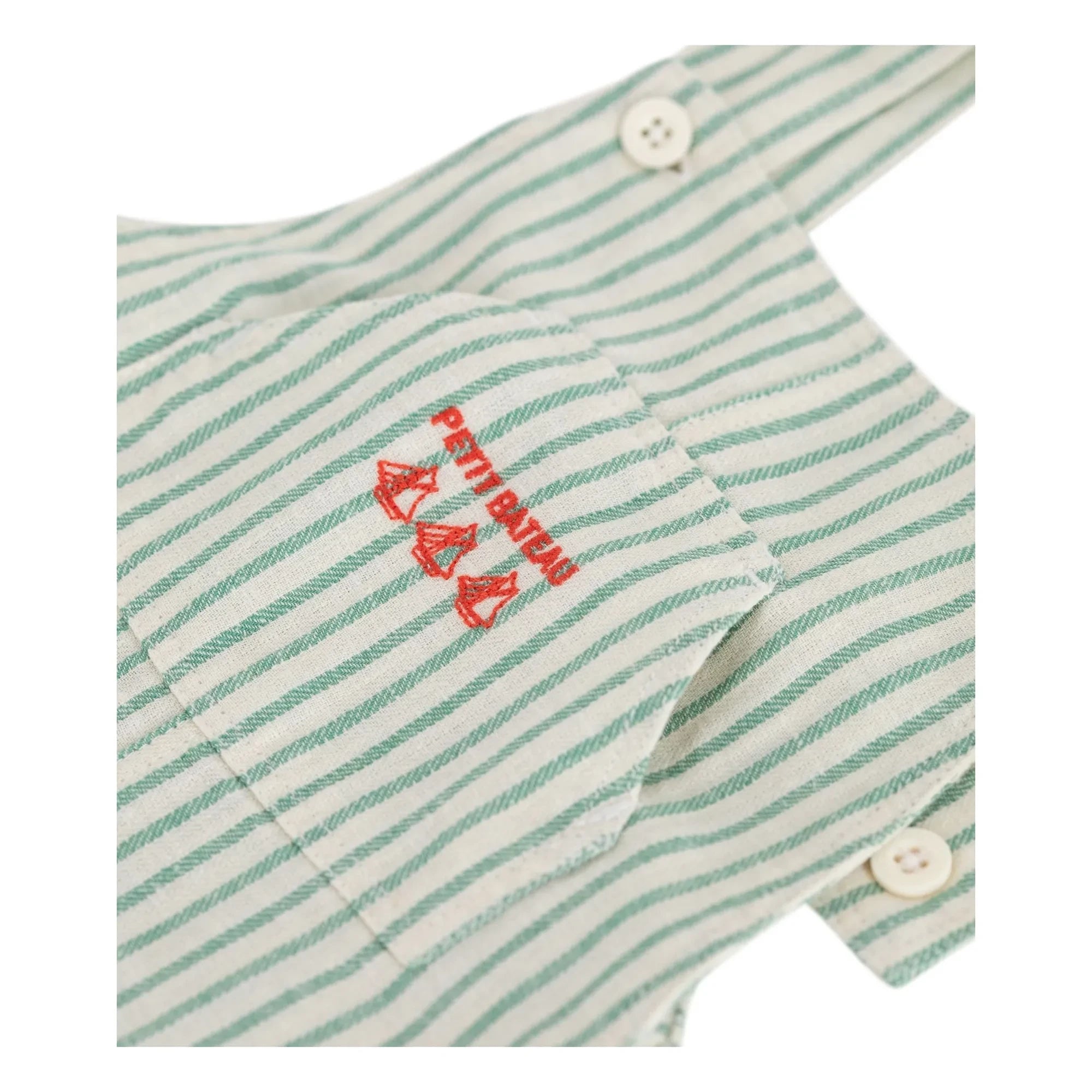 Petit Bateau - Gestreifter Leinen-Kurzlatzhose | Grün