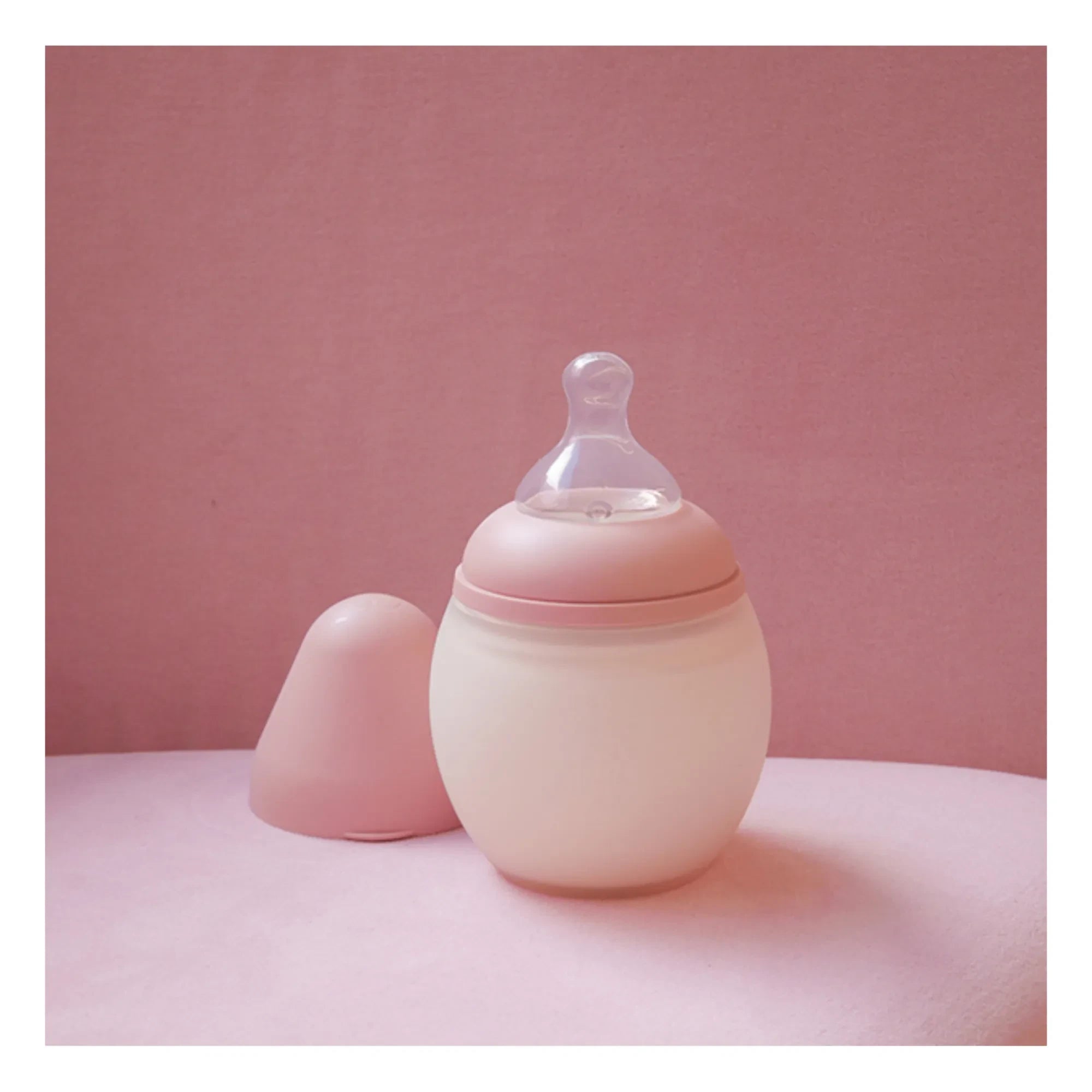 Elhée - Medizinische Silikonflasche mit orthodontischem Sauger | Blush