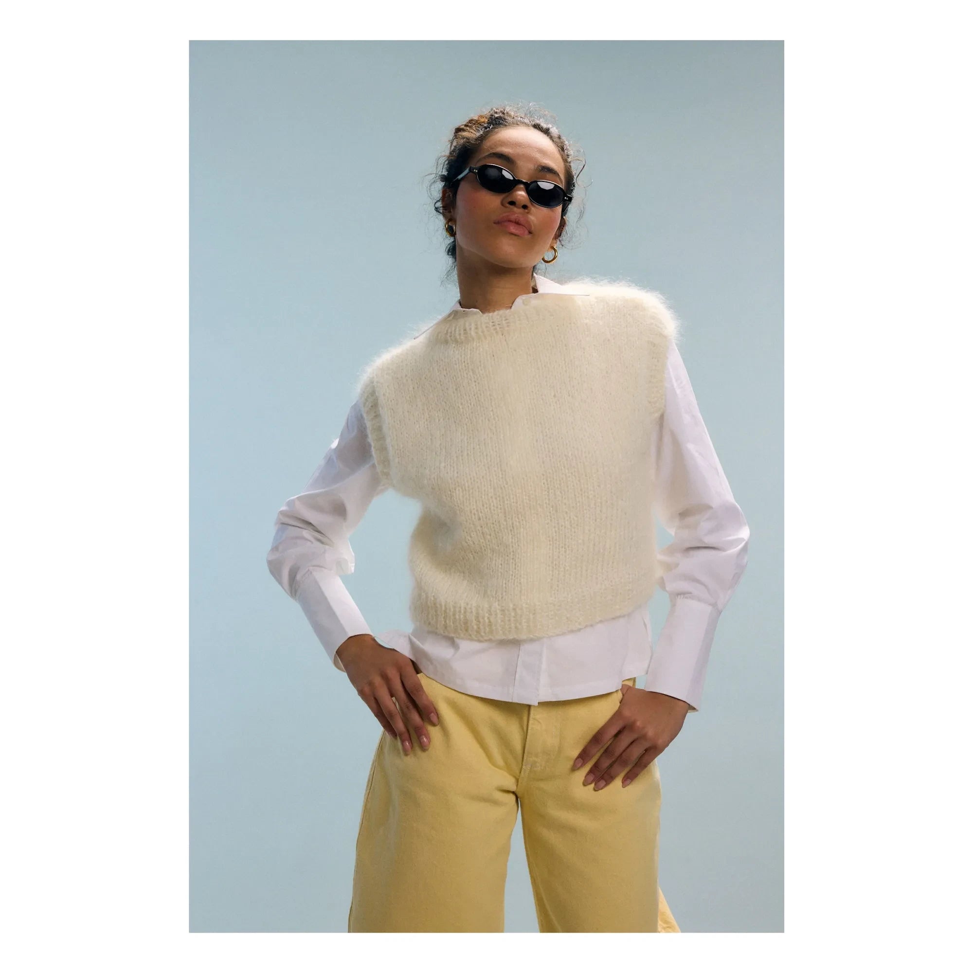 Nitah - Yasmine Ärmelloser Mohair-Pullover | Weiß