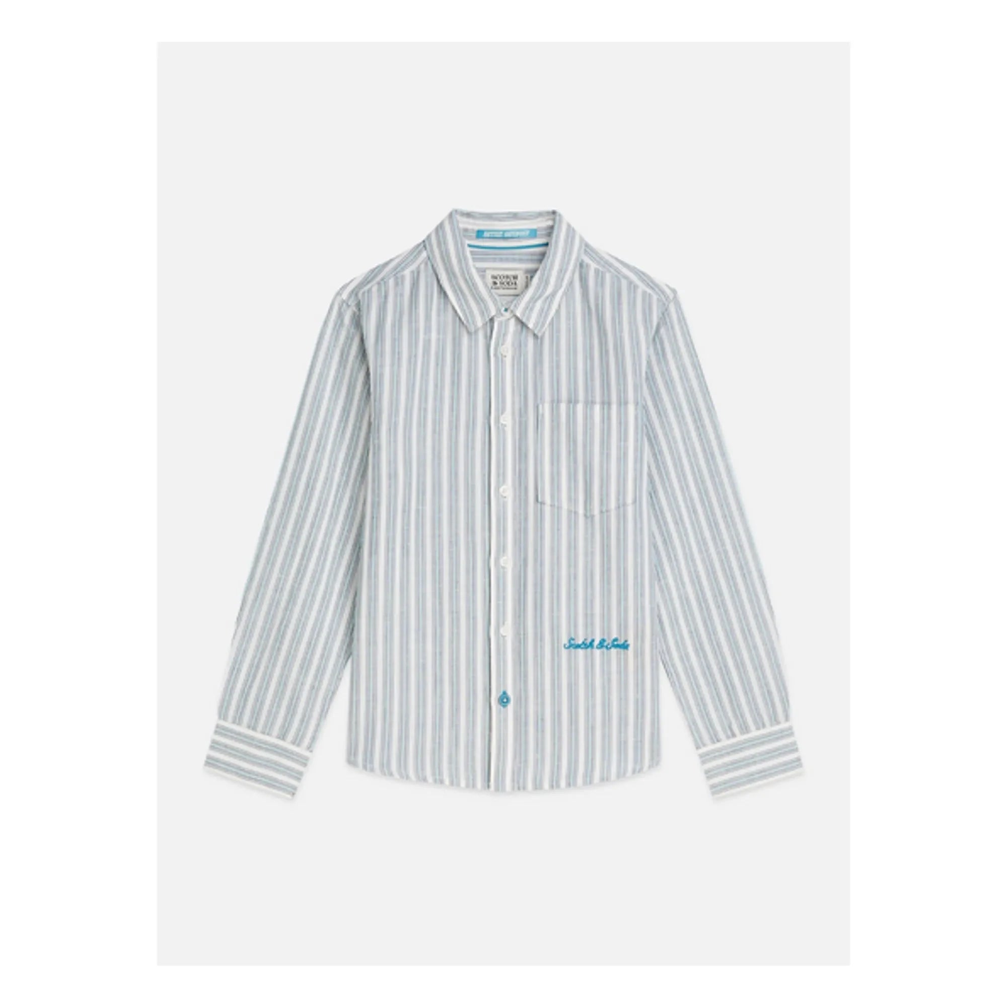 Scotch & Soda – Gestreiftes Leinenhemd | Hellblau