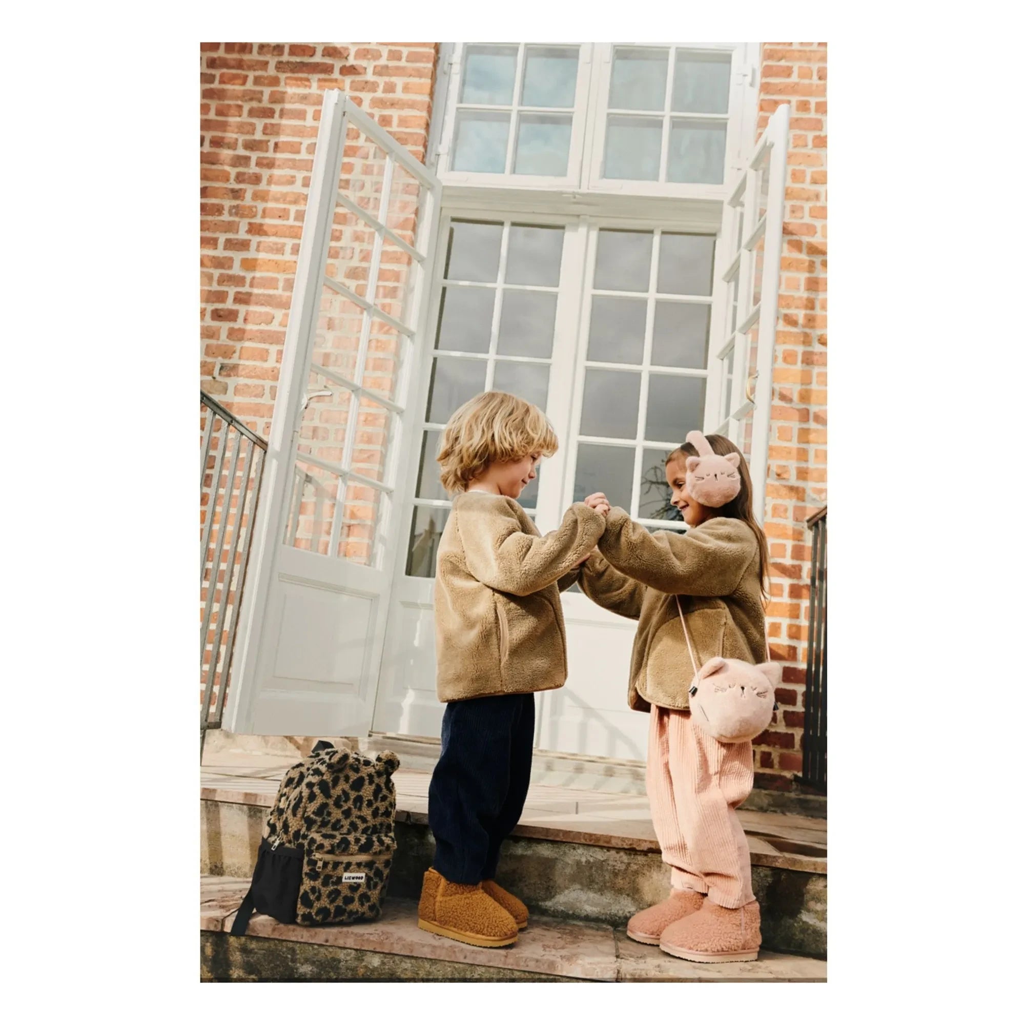 Liewood - Andreas Leopard Rucksack aus recycelter Faser Sherpa | Beige