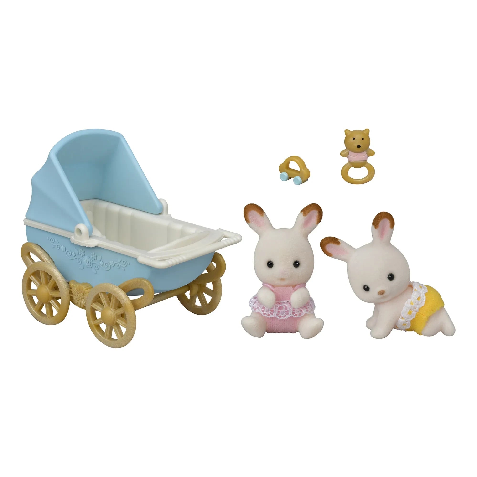 Sylvanian Families - Spielzeug-Zwillingskaninchen mit Doppel-Kinderwagen