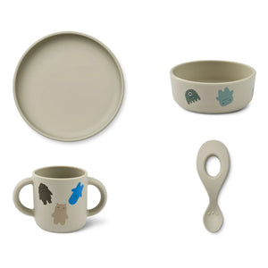 Liewood – Vivi Silikon Essgeschirr-Set 4-teilig | Monster/Nebel