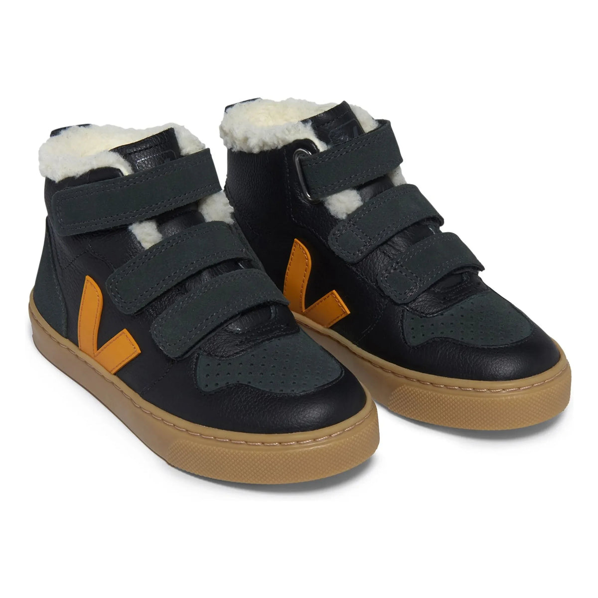 Veja - V-10 Mid Scratch Lined Sneakers | Schwarz