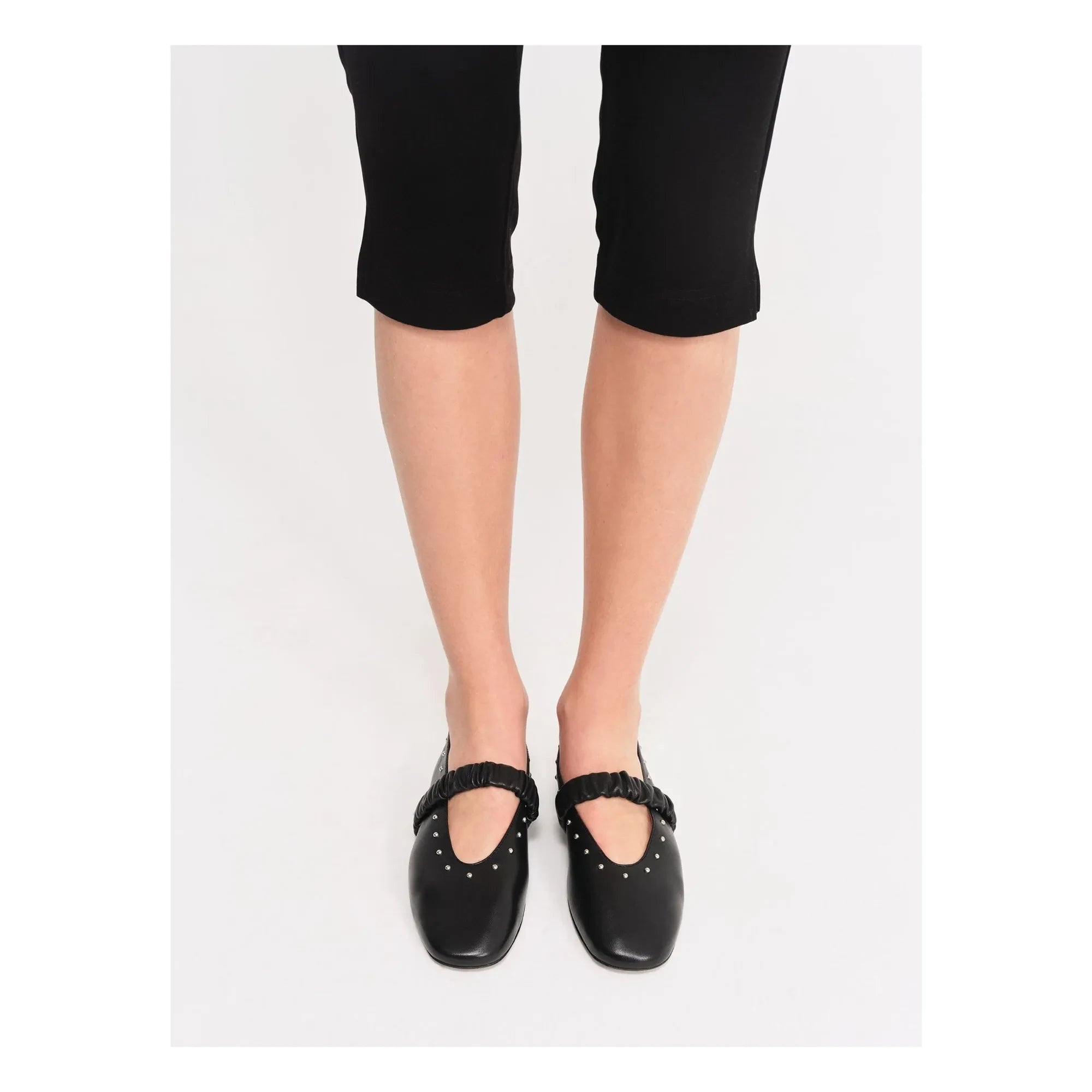 Socque Paris - June Leder Ballerinas | Schwarz