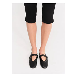 Socque Paris - June Leder Ballerinas | Schwarz