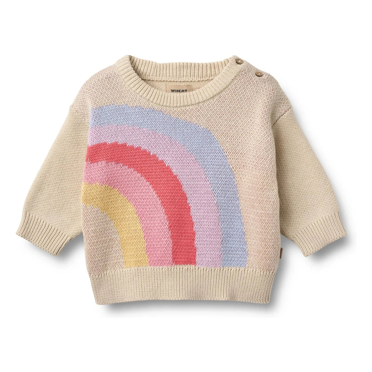Wheat - Solveig Rainbow Strickpullover aus Bio-Baumwolle mit Jacquardmuster | Naturweiß