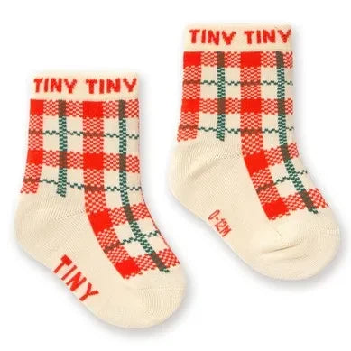 Tinycottons - Cremeweiße karierte Babysocken