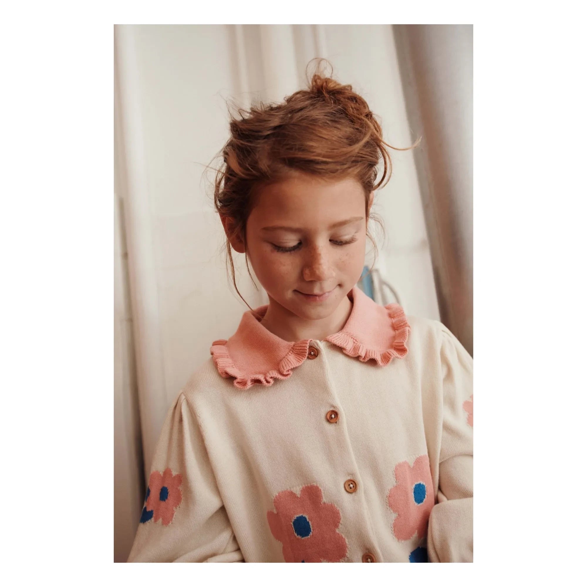 Emile et Ida - Cardigan aus Bio-Baumwolle mit Blumenmuster | Beige