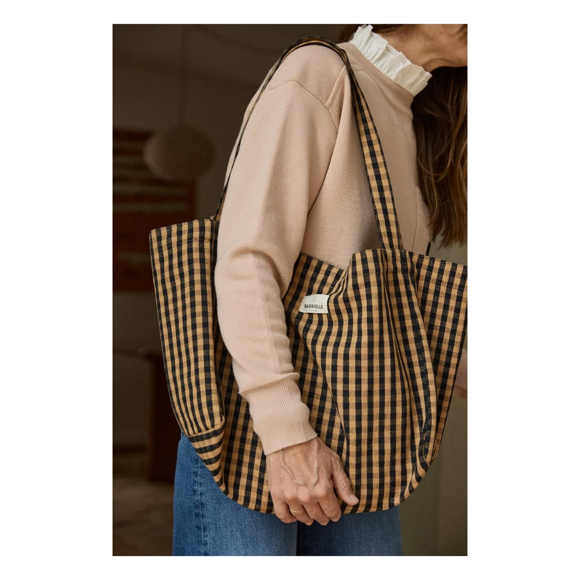 Gabrielle Paris - Vichy Tasche | Kaffee