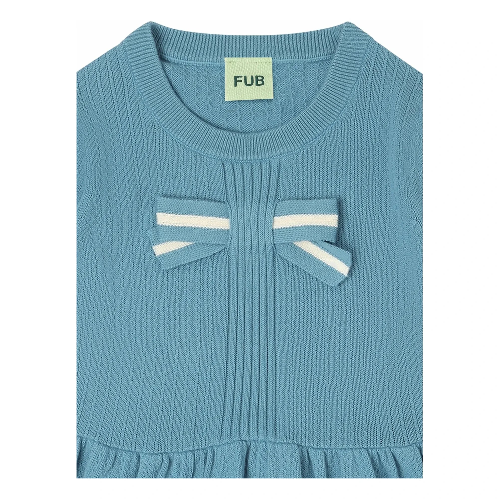 FUB - Schleifen-T-Shirt Feinstrick Bio-Baumwolle | Azurblau