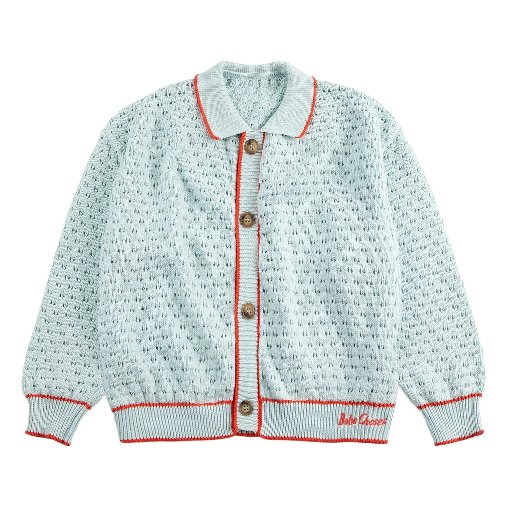 Bobo Choses - Cardigan aus Bio-Baumwolle mit Ajourmuster | Hellblau