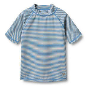 Wheat - Jackie UV-beständiges Schwimm-T-Shirt mit Streifen aus recycelten Fasern | Hellblau