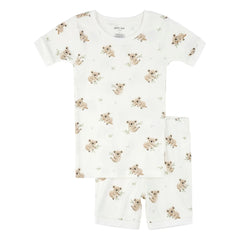Petit Lem - Koala Kurzer Pyjama | Bio-Baumwolle | Weiß